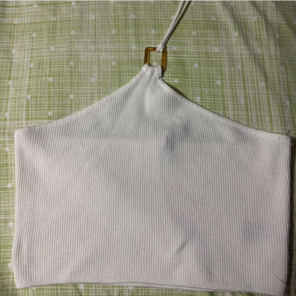 H&M White Ribbed Halter Top
